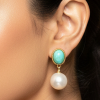 Turquoise Stone Pearl Drop Earrings-৬০০ টাকার পন্য কিনলে ডেলিভারি চার্জ ফ্রি