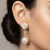 White Blossom Pearl Drop Earrings-৬০০ টাকার পন্য কিনলে ডেলিভারি চার্জ ফ্রি
