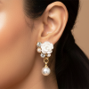 Romantic Rose Pearl Drop Earrings-৬০০ টাকার পন্য কিনলে ডেলিভারি চার্জ ফ্রি