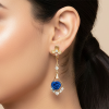 Blue Rose Crystal Drop Earrings-৬০০ টাকার পন্য কিনলে ডেলিভারি চার্জ ফ্রি