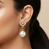 Royal Crystal Embedded Pearl Earrings -৬০০ টাকার পন্য কিনলে ডেলিভারি চার্জ ফ্রি
